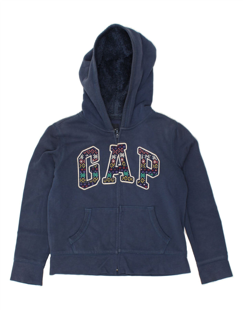 GAP Girls Crop Graphic Zip Hoodie Sweater 11-12 Years XL Navy Blue Cotton | Vintage Gap | Thrift | Second-Hand Gap | Used Clothing | Messina Hembry 