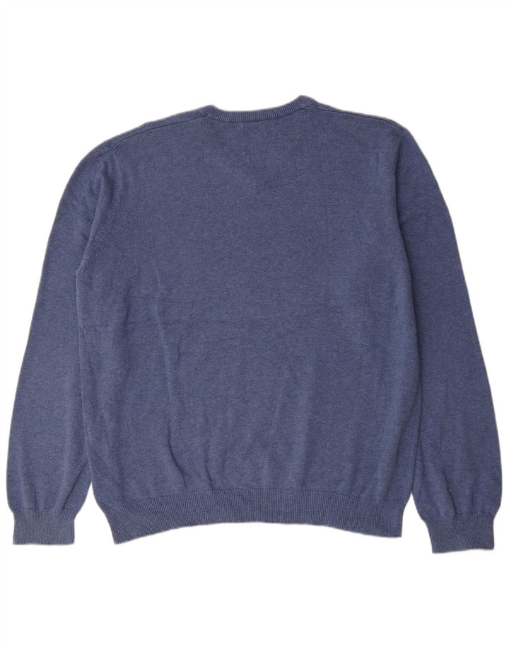 Marks & Spencer Mens V-Neck Jumper Sweater XL Blue Cotton
