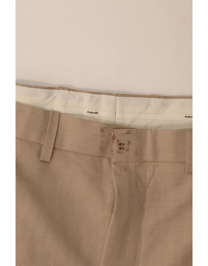 MARKS & SPENCER Mens Straight Chino Trousers W42 L31 Beige Polyester