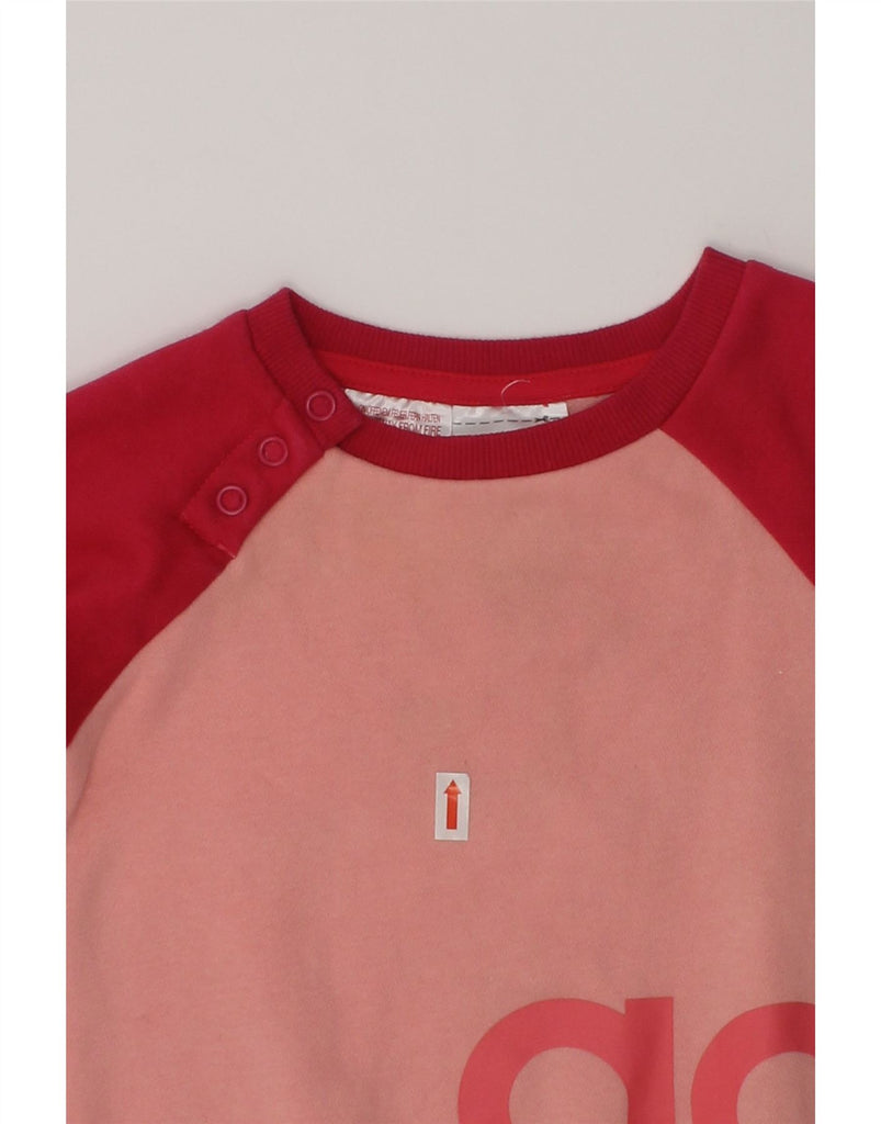 ADIDAS Baby Girls Graphic Sweatshirt Jumper 3-6 Months Red Colourblock | Vintage Adidas | Thrift | Second-Hand Adidas | Used Clothing | Messina Hembry 