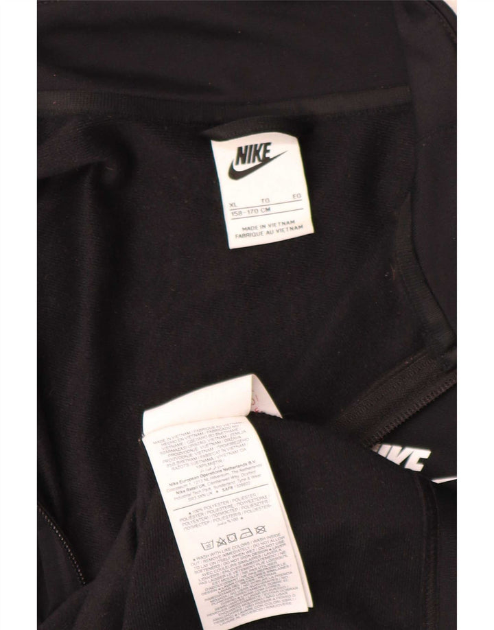 Nike Boys Graphic Tracksuit Top Jacket 12-13 Years XL Black Polyester