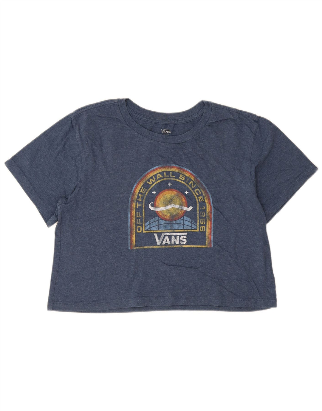 Vans Womens Crop Oversized Graphic T-Shirt Top UK 10 Small Blue