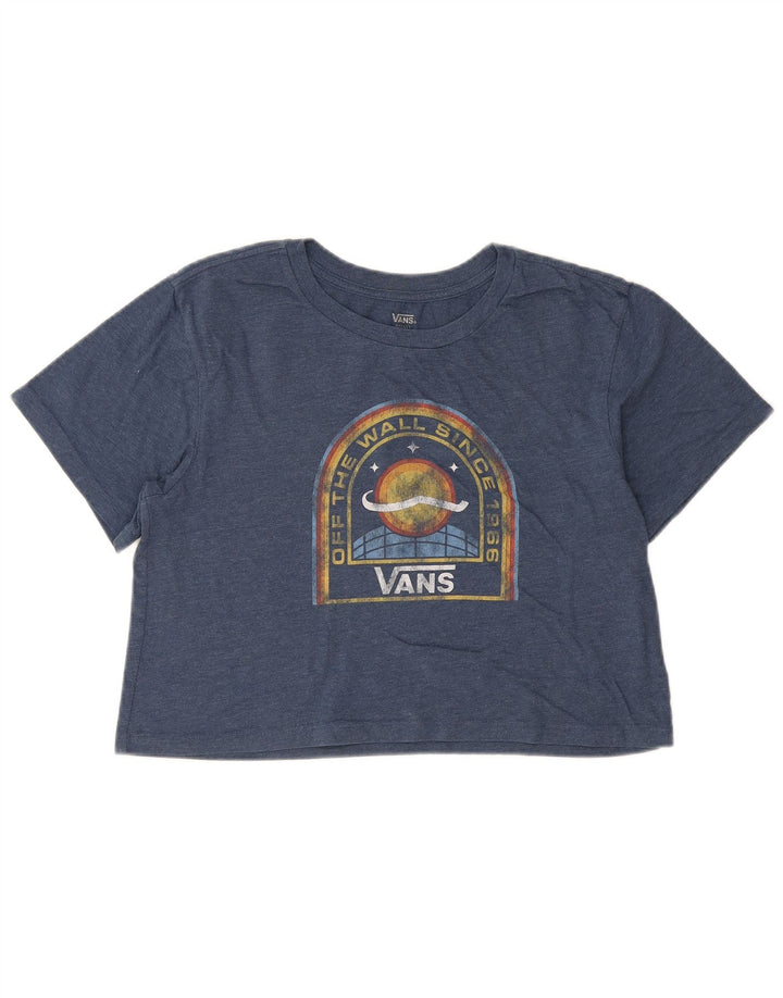 Vans Womens Crop Oversized Graphic T-Shirt Top UK 10 Small Blue