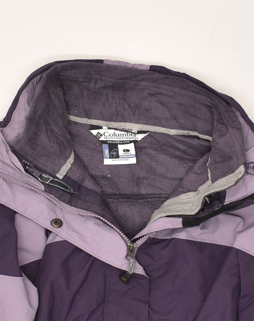 COLUMBIA Womens Windbreaker Jacket UK 14 Large Purple Colourblock Nylon | Vintage Columbia | Thrift | Second-Hand Columbia | Used Clothing | Messina Hembry 