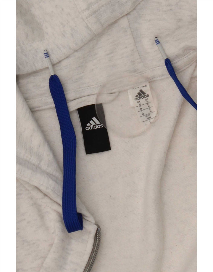 Adidas Mens Graphic Zip Hoodie Sweater Medium Off White Flecked
