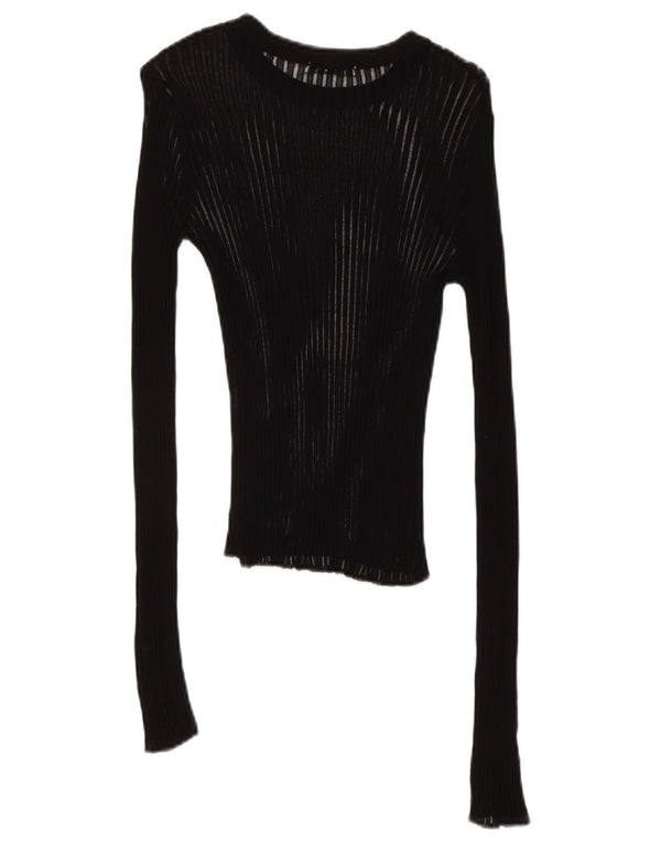 Zara Womens Top Long Sleeve UK 8 Small Black