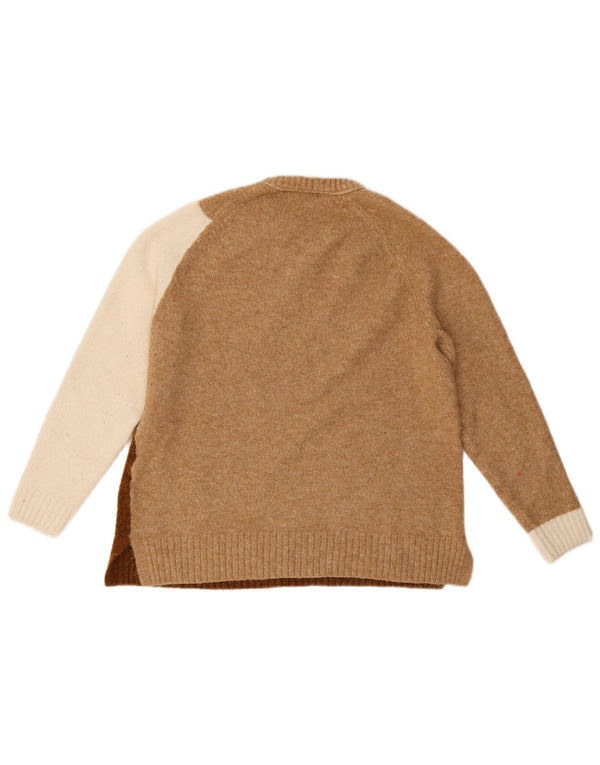Marks & Spencer Womens Crew Neck Jumper Sweater UK 12 Medium Brown