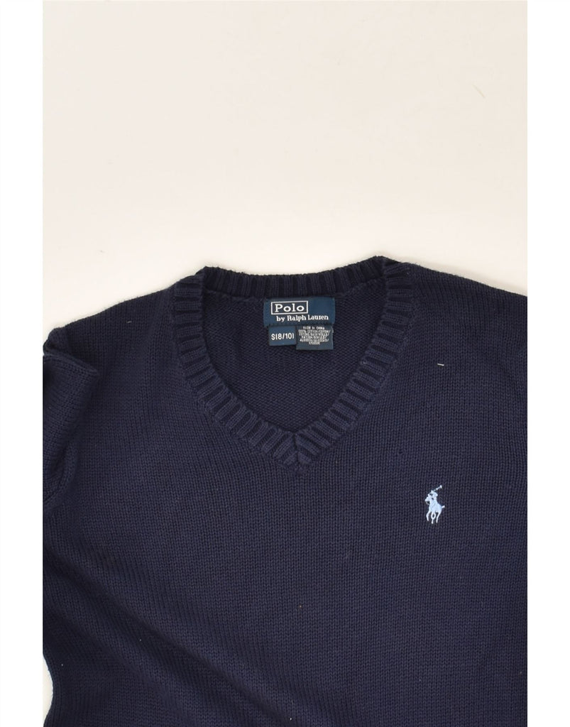 POLO RALPH LAUREN Girls V-Neck Jumper Sweater 8-9 Years Small  Navy Blue | Vintage Polo Ralph Lauren | Thrift | Second-Hand Polo Ralph Lauren | Used Clothing | Messina Hembry 