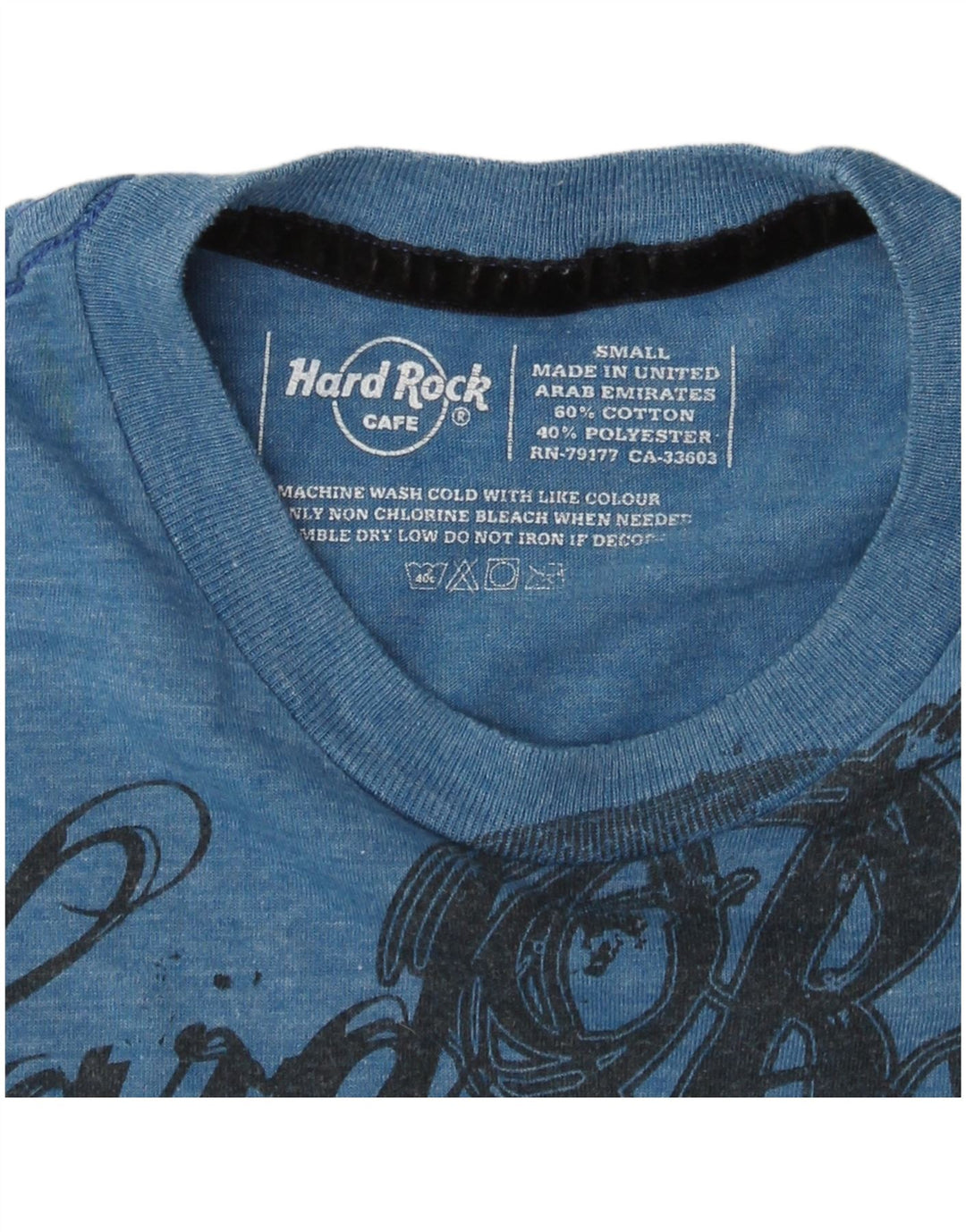 Hard Rock Cafe Mens Venice Graphic T-Shirt Top Small Blue Flecked Cotton