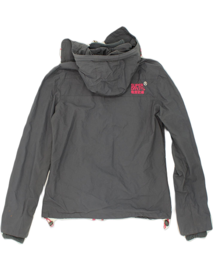 SUPERDRY Womens The Windcheater Hooded Rain Jacket UK 14 Medium Grey | Vintage Superdry | Thrift | Second-Hand Superdry | Used Clothing | Messina Hembry 