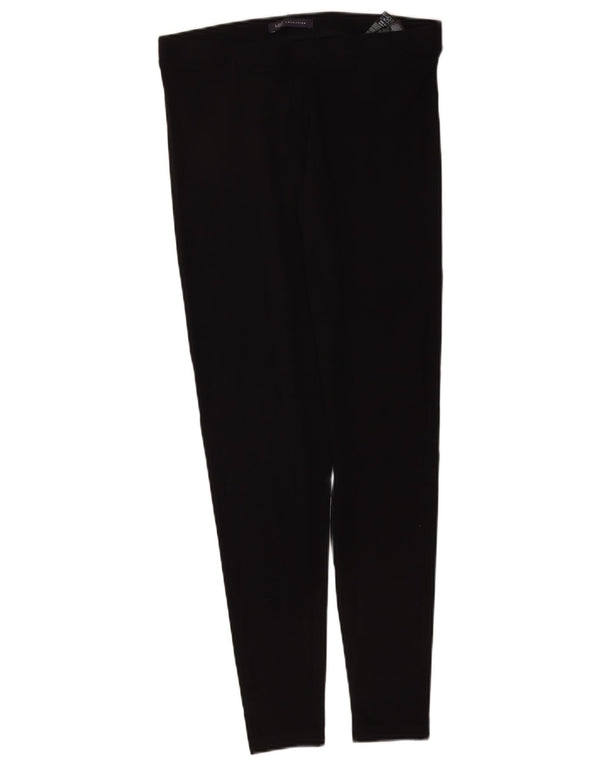 Marks & Spencer Womens Regular Leggings UK 12 Medium Black Cotton