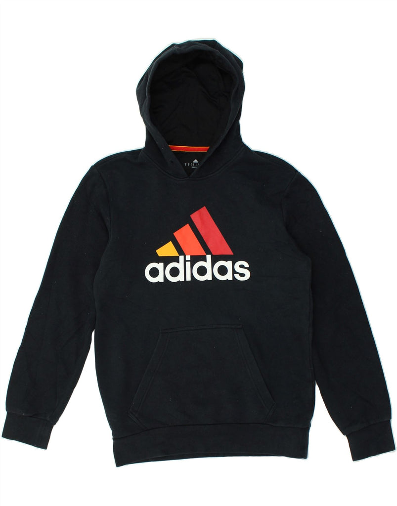 ADIDAS Mens Graphic Hoodie Jumper Small Navy Blue Cotton | Vintage Adidas | Thrift | Second-Hand Adidas | Used Clothing | Messina Hembry 