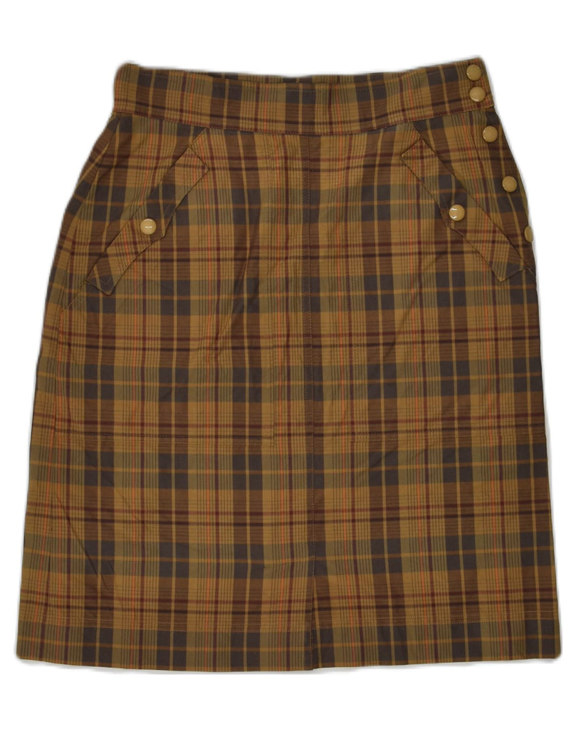 I BLUES Womens Pencil Skirt IT 42 Medium W28 Brown Check Cotton | Vintage i Blues | Thrift | Second-Hand i Blues | Used Clothing | Messina Hembry 