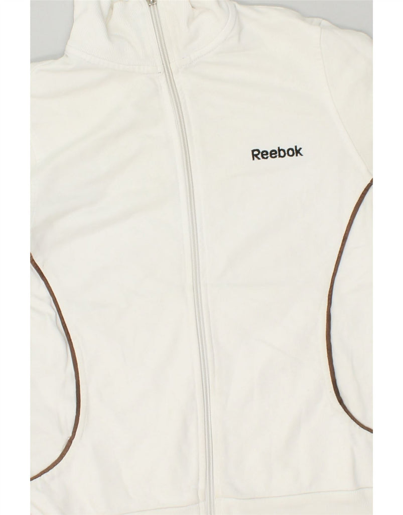 REEBOK Womens Tracksuit Top Jacket UK 10 Small White Cotton | Vintage Reebok | Thrift | Second-Hand Reebok | Used Clothing | Messina Hembry 