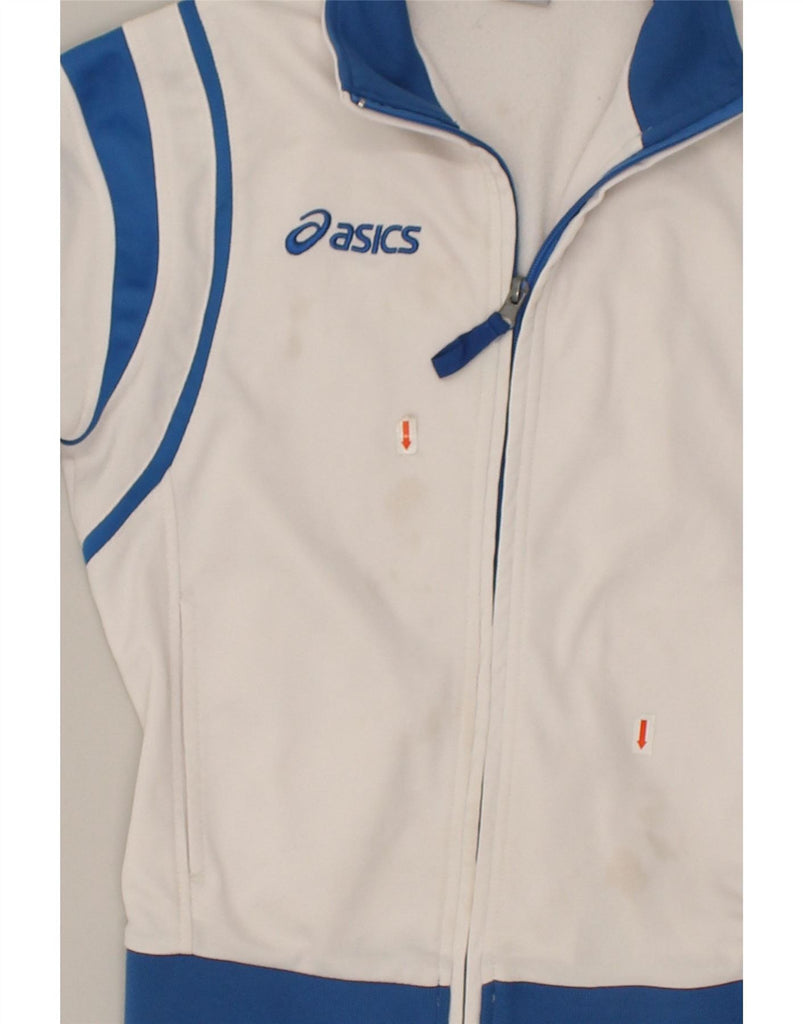 ASICS Womens Tracksuit Top Jacket UK 12 Medium White Vintage Asics and Second-Hand Asics from Messina Hembry 