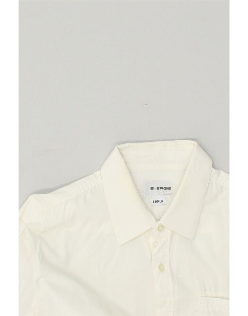 ENERGIE Mens Shirt Large White Cotton | Vintage Energie | Thrift | Second-Hand Energie | Used Clothing | Messina Hembry 