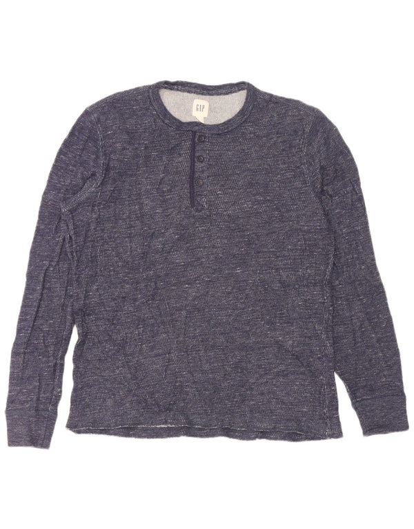 Gap Mens Top Long Sleeve Medium Blue Flecked