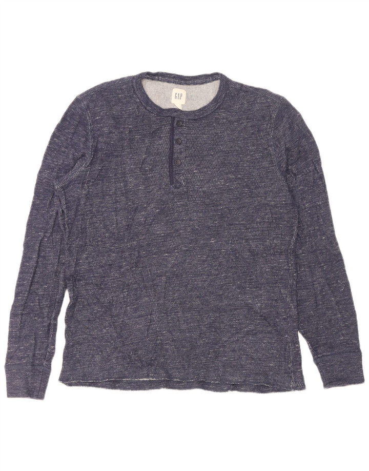 Gap Mens Top Long Sleeve Medium Blue Flecked
