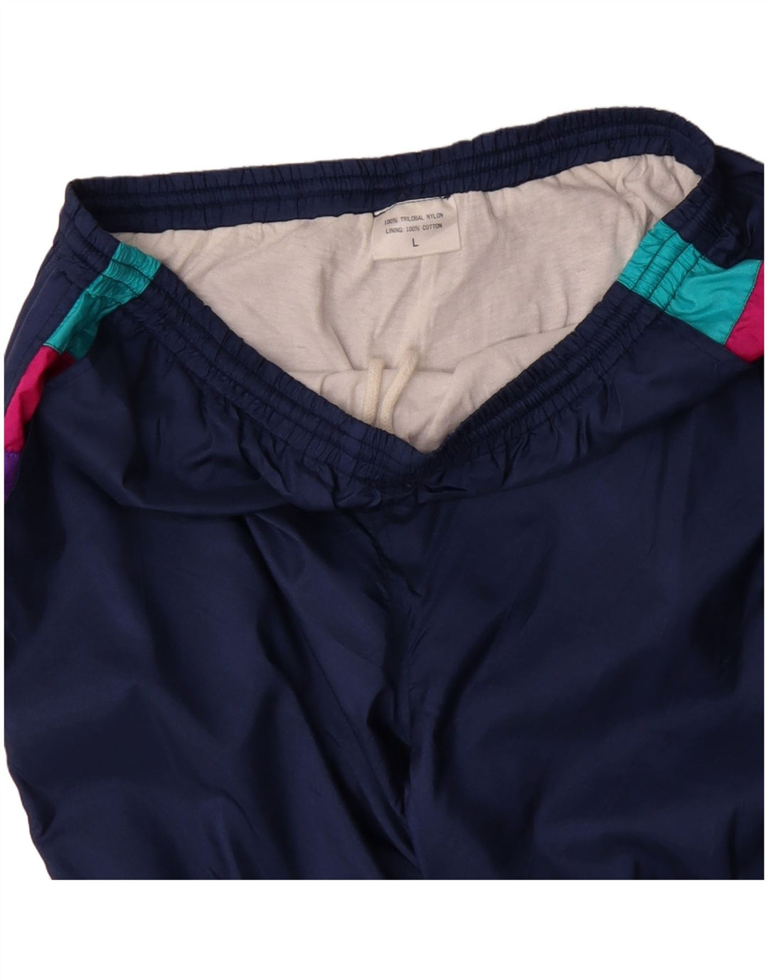 ADIDAS Mens Tracksuit Trousers Joggers Large Navy Blue Colourblock Nylon