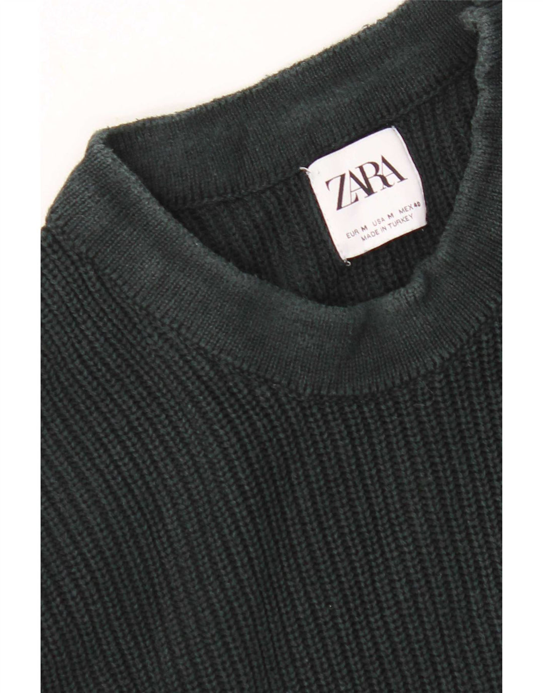 Zara Mens Crew Neck Jumper Sweater Medium Green