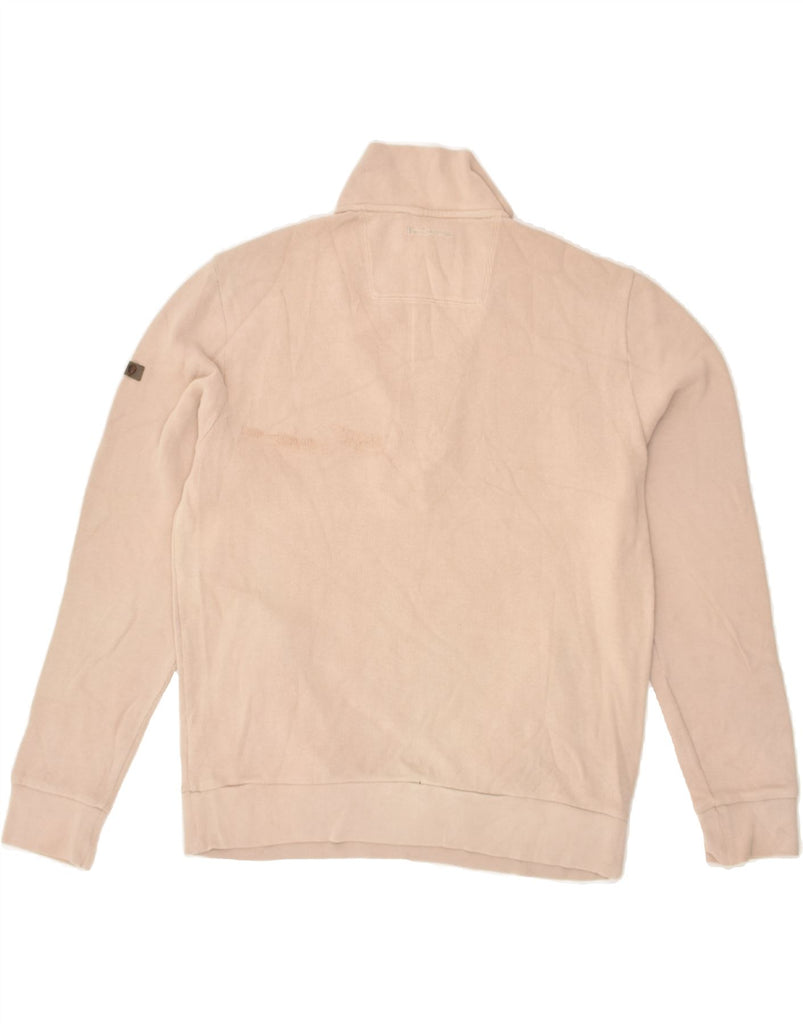 BEN SHERMAN Mens Zip Neck Jumper Sweater Medium Beige Cotton | Vintage Ben Sherman | Thrift | Second-Hand Ben Sherman | Used Clothing | Messina Hembry 