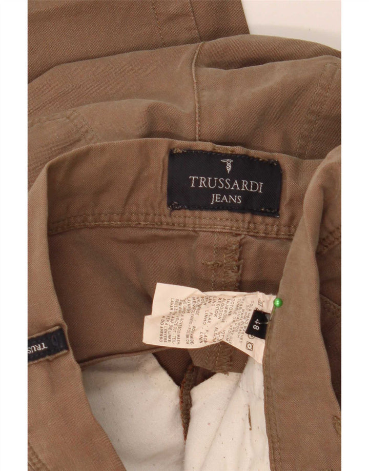 Trussardi Mens Straight Cargo Trousers IT 48 Medium W30 L32 Brown Cotton