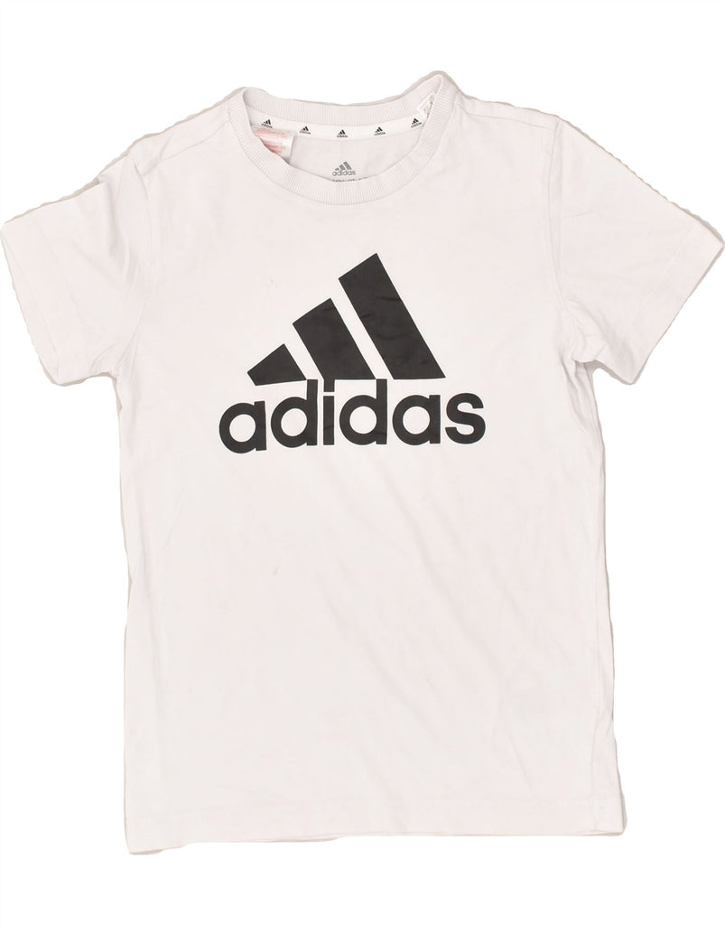 ADIDAS Boys Graphic T-Shirt Top 9-10 Years White Cotton | Vintage Adidas | Thrift | Second-Hand Adidas | Used Clothing | Messina Hembry 