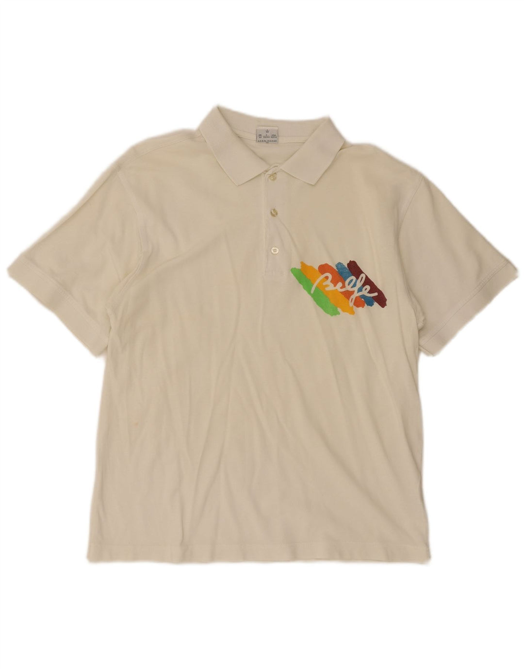 Belfe & Belfe Mens Graphic Polo Shirt UK 40 Medium White