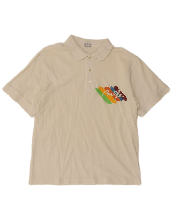 Belfe & Belfe Mens Graphic Polo Shirt UK 40 Medium White