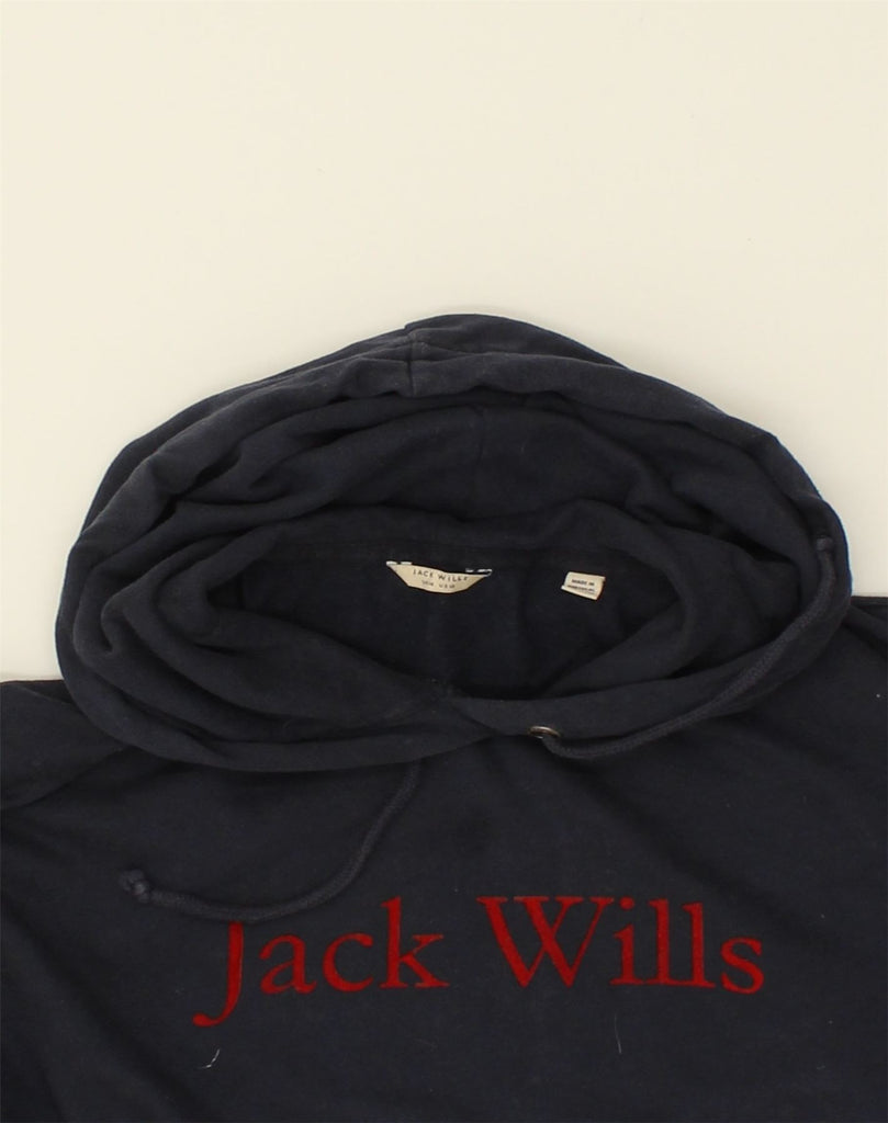 JACK WILLS Womens Crop Graphic Sweatshirt Jumper UK 14 Large Black Cotton | Vintage Jack Wills | Thrift | Second-Hand Jack Wills | Used Clothing | Messina Hembry 