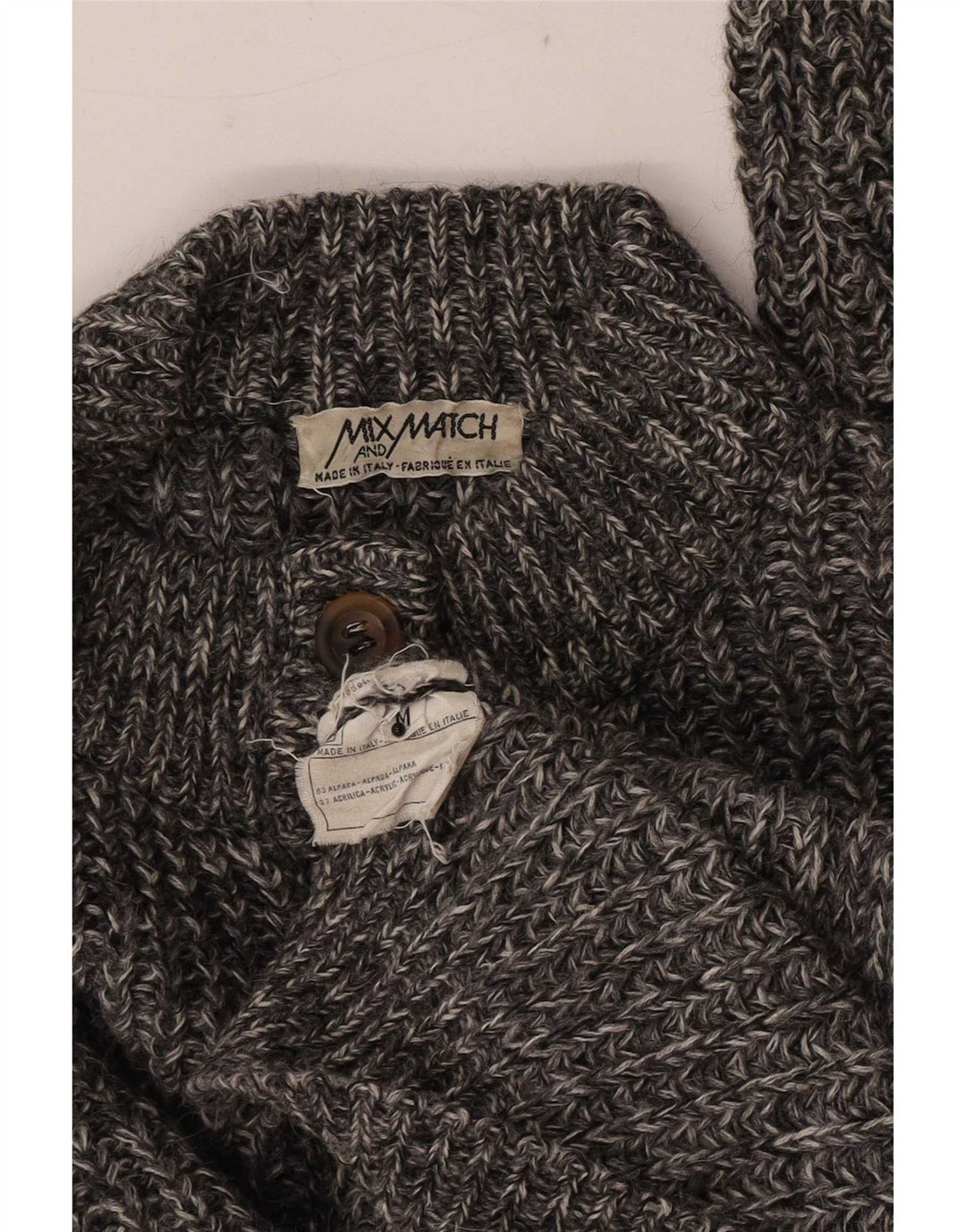 Vintage Womens Cardigan Sweater UK 14 Medium Grey Flecked Alpaca Wool