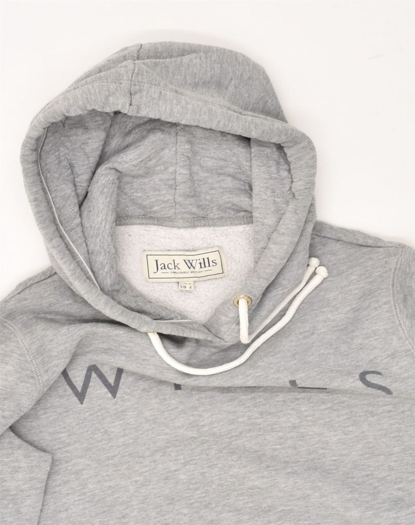 JACK WILLS Womens Graphic Hoodie Jumper UK 8 Small White Cotton | Vintage Jack Wills | Thrift | Second-Hand Jack Wills | Used Clothing | Messina Hembry 