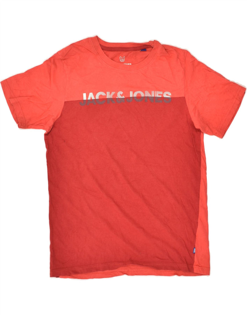 JACK & JONES Boys Graphic T-Shirt Top 13-14 Years Red Colourblock Cotton | Vintage Jack & Jones | Thrift | Second-Hand Jack & Jones | Used Clothing | Messina Hembry 