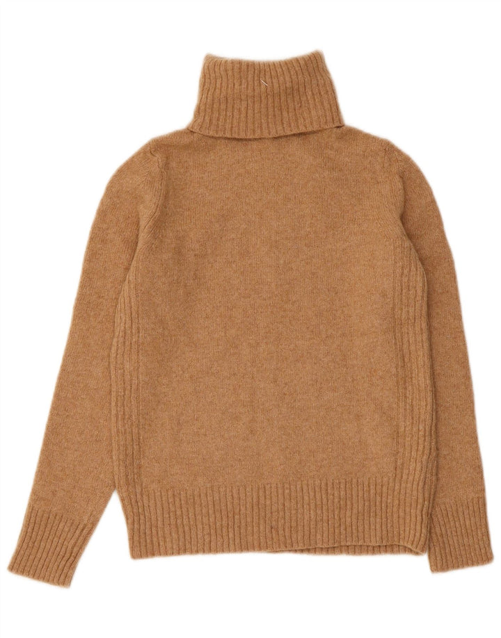 MARKS & SPENCER Womens Roll Neck Jumper Sweater UK 8 Small  Beige Wool
