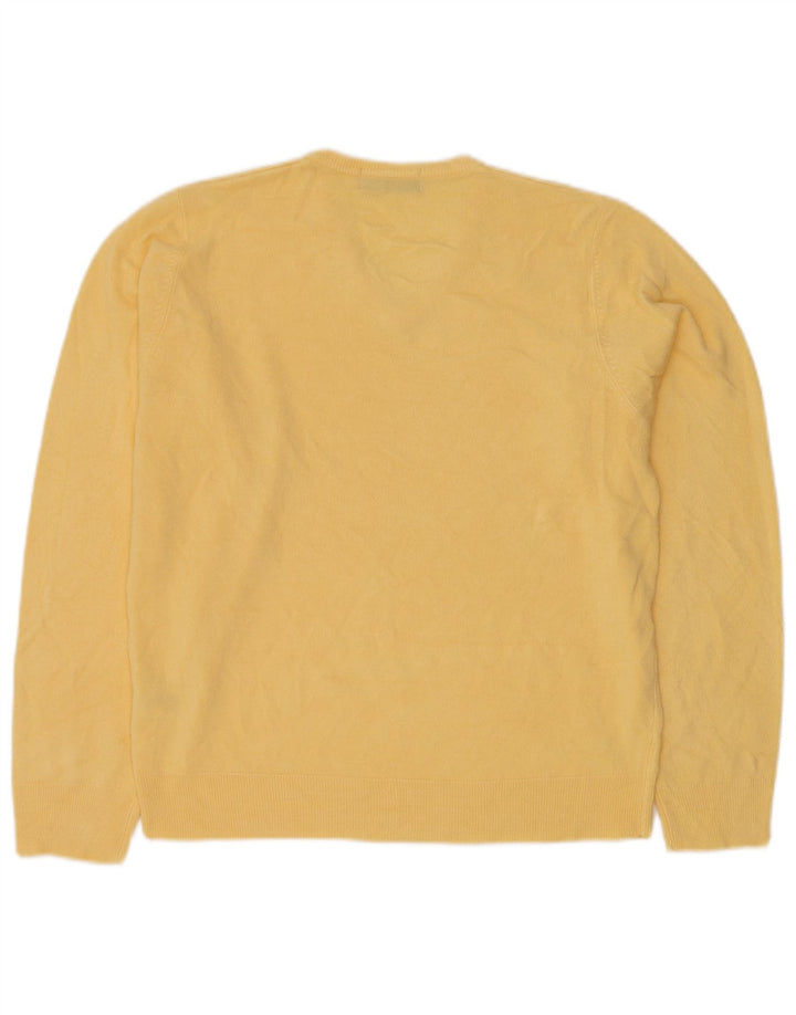 MARKS & SPENCER Mens Blue Harbour V-Neck Jumper Sweater Medium Yellow