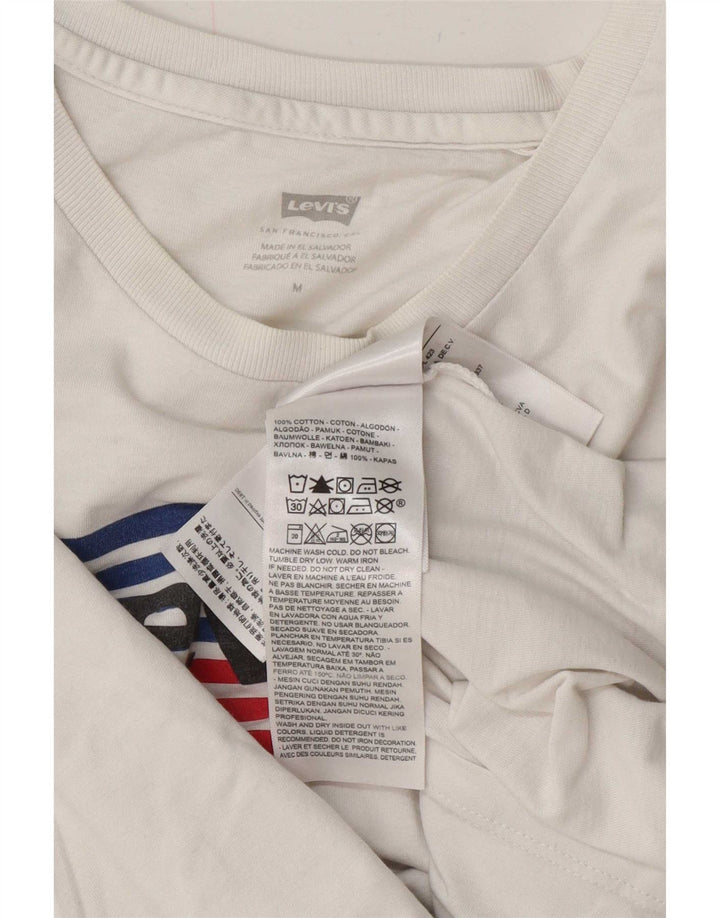 Levi's Womens Graphic T-Shirt Top UK 14 Medium White Cotton