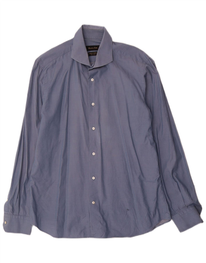 Massimo Dutti Mens Shirt EU 42 Large Blue Cotton