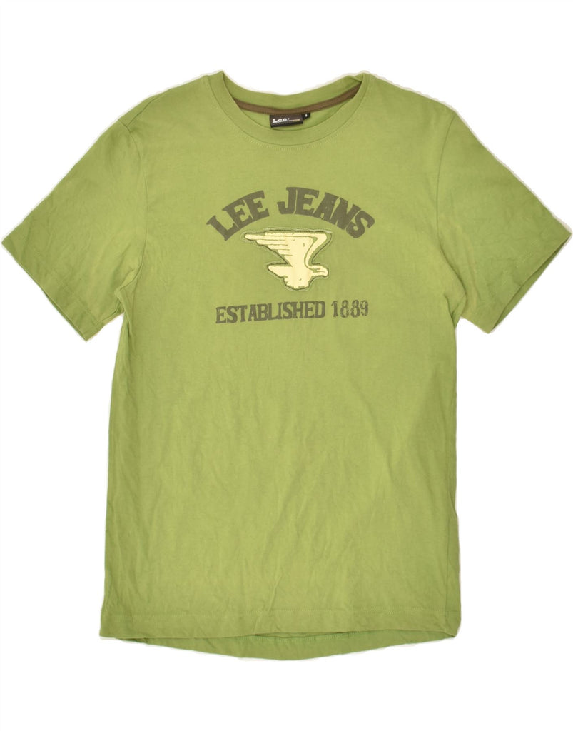 LEE Womens Graphic T-Shirt Top UK 10 Small Green Cotton | Vintage Lee | Thrift | Second-Hand Lee | Used Clothing | Messina Hembry 