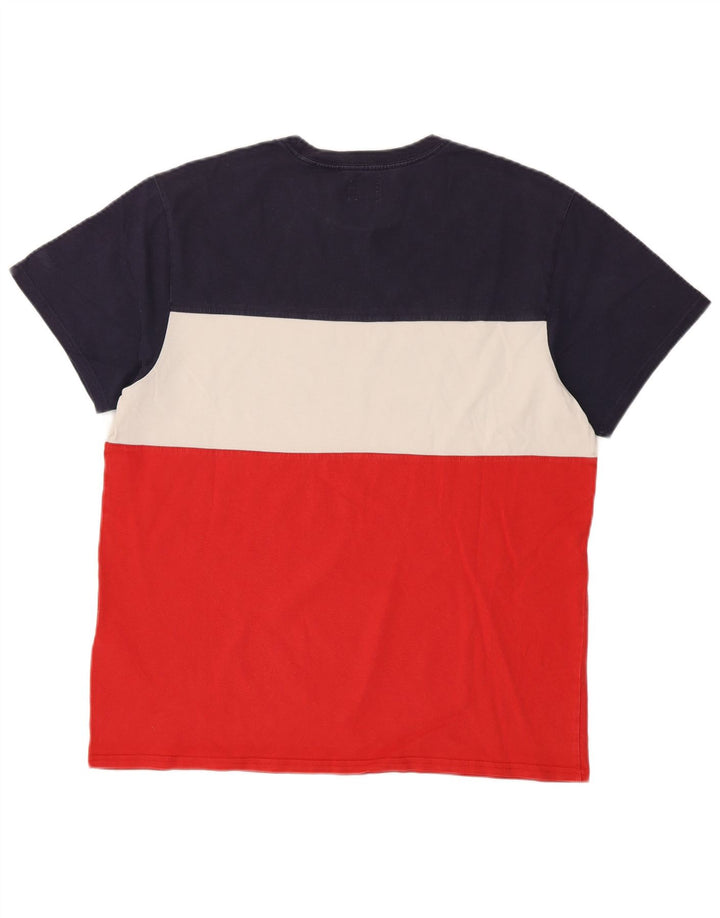 LEVI'S Mens Graphic T-Shirt Top Large Red Colourblock Cotton