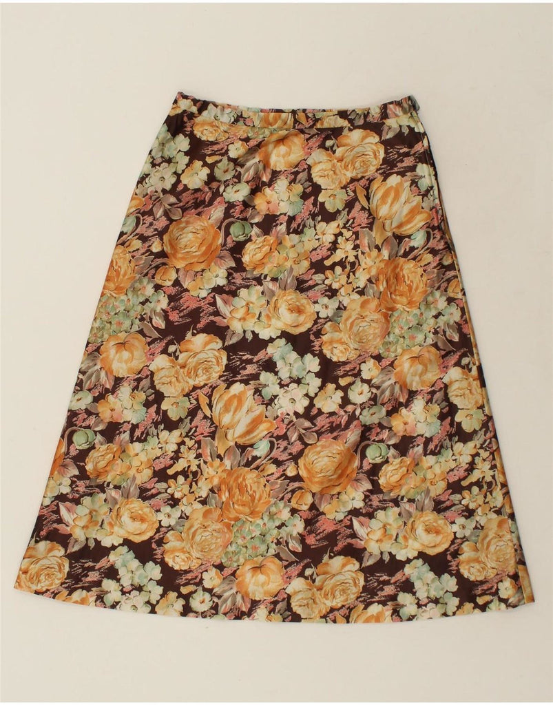 VINTAGE Womens A-Line Skirt W26 Small  Brown Floral Vintage Vintage and Second-Hand Vintage from Messina Hembry 