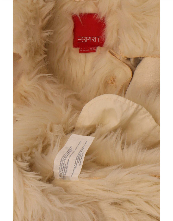 Esprit Womens Sherpa Overcoat UK 18 XL Beige Polyester