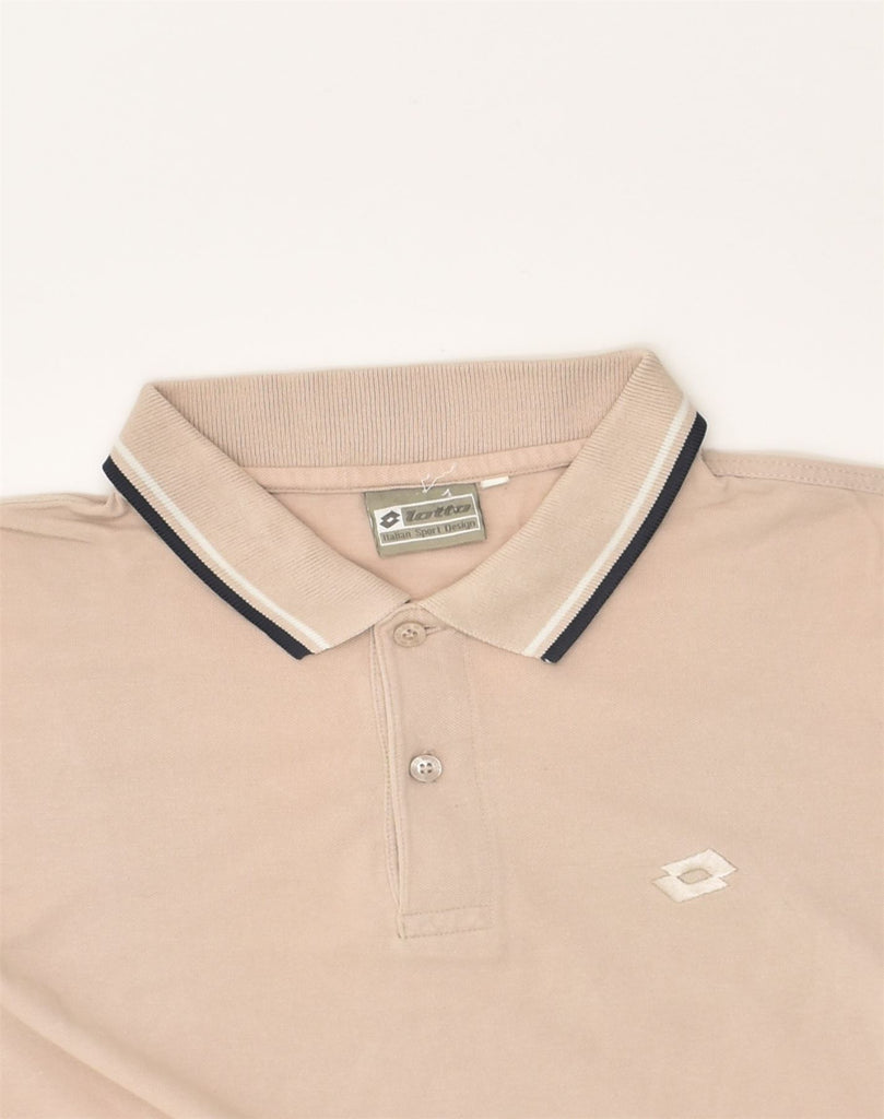 LOTTO Mens Polo Shirt Medium Beige Cotton | Vintage Lotto | Thrift | Second-Hand Lotto | Used Clothing | Messina Hembry 