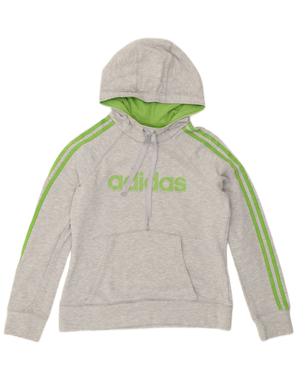 Adidas Womens Graphic Hoodie Jumper UK 16 Large Grey Cotton