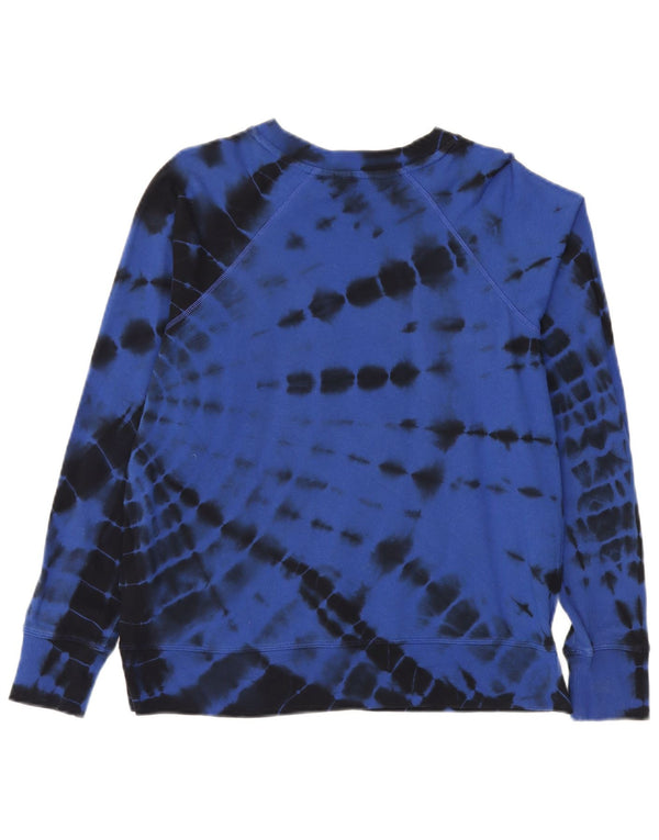 Dkny Womens Oversized Sweatshirt Jumper UK 6 XS Blue Tie Dye Cotton