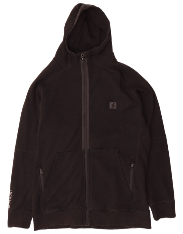 Superdry Mens Zip Hoodie Sweater 2XL Black Cotton