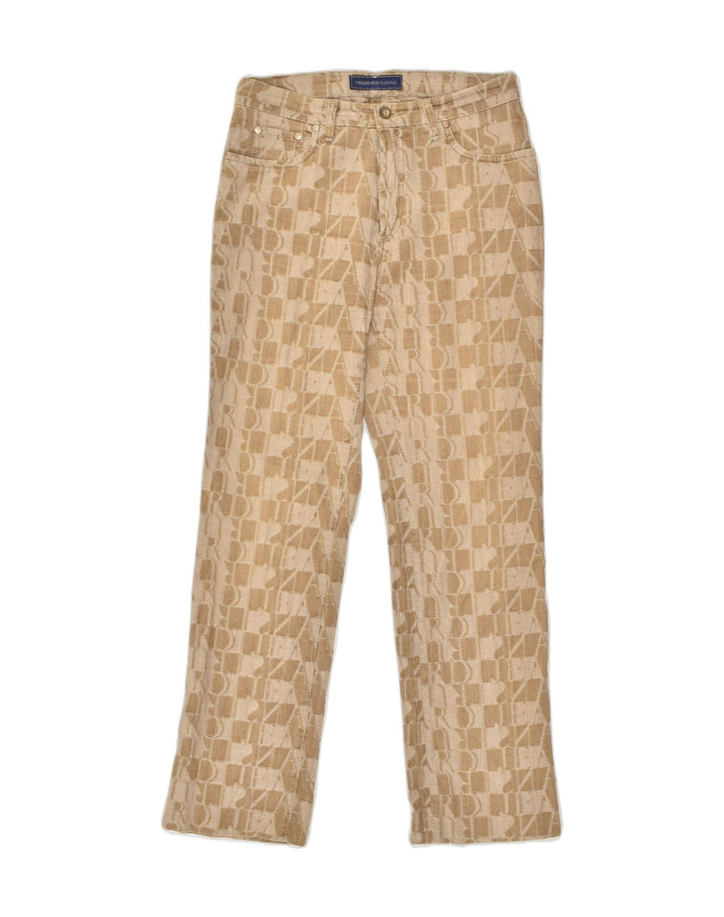 TRUSSARDI Womens Crazy Pattern Straight Casual Trousers W28 L30 Beige | Vintage Trussardi | Thrift | Second-Hand Trussardi | Used Clothing | Messina Hembry 