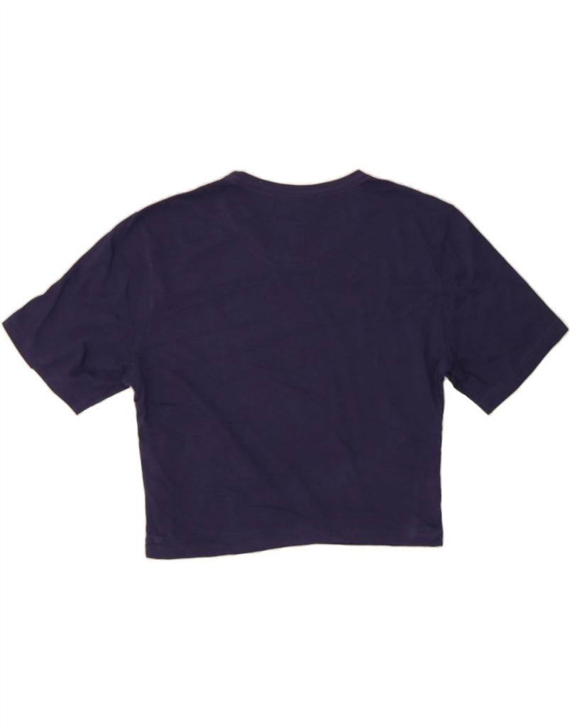 PUMA Womens Crop Graphic T-Shirt Top UK 14 Medium Navy Blue Vintage Puma and Second-Hand Puma from Messina Hembry 