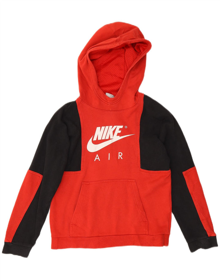 Nike Boys Graphic Hoodie Jumper 11-12 Years Large Red Colourblock