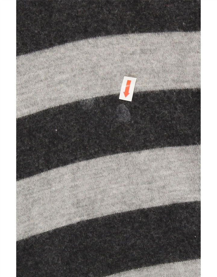 TIMBERLAND Mens Regular Fit Zip Neck Jumper Sweater Medium Grey Striped Vintage Timberland and Second-Hand Timberland from Messina Hembry 