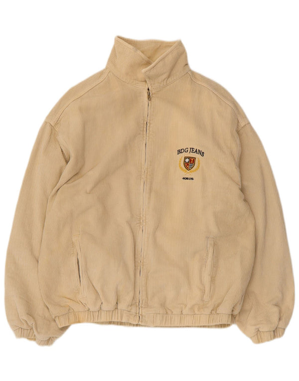 Urban Outfitters Mens Graphic Corduroy Bomber Jacket UK 36 Small Beige